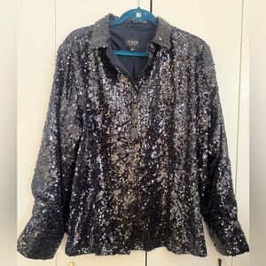 J.Crew Navy Sequin Button Down